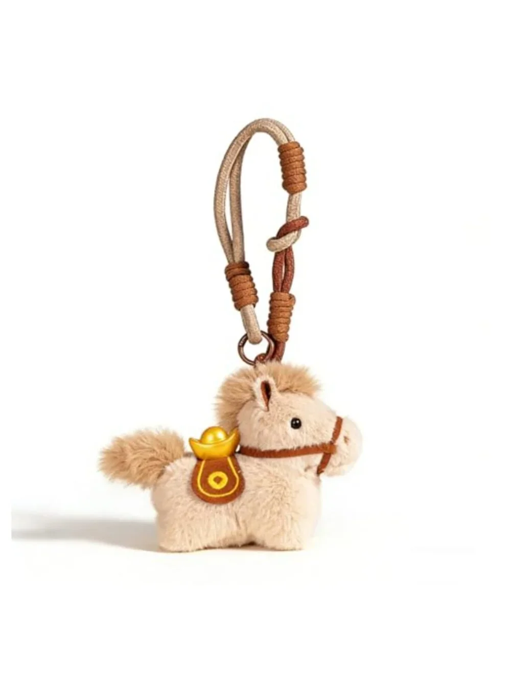 Handcrafted Plush Horse Bag Charm & Keychain 2-in-1 Faux Fur, 6.3 in, Horse